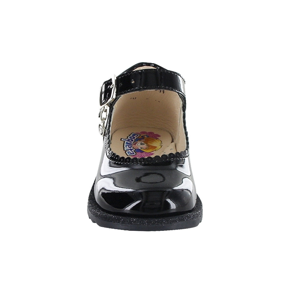Zapato Coqueta para niña en charol negro Rondy con hebilla metálica