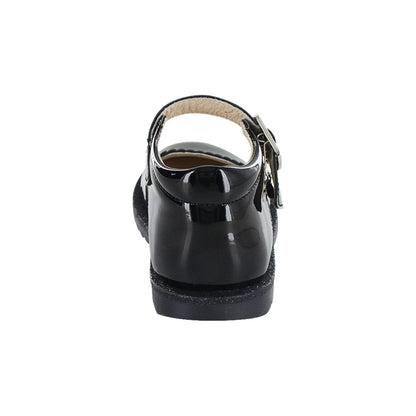 Zapato Coqueta para niña en charol negro Rondy con hebilla metálica
