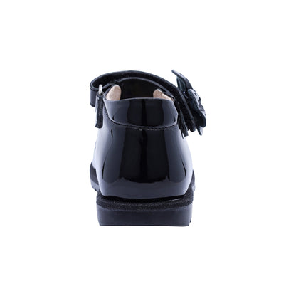Zapato Coqueta para niña en charol negro Rondy con moño decorativo