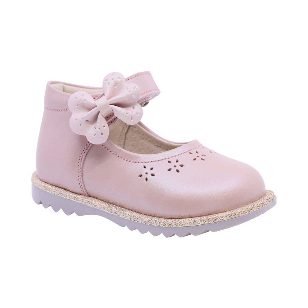Zapato Coqueta para niña en piel rosa Rondy con moño decorativo