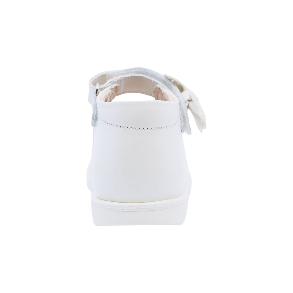 Zapato Coqueta para niña en piel perla Rondy con moño decorativo
