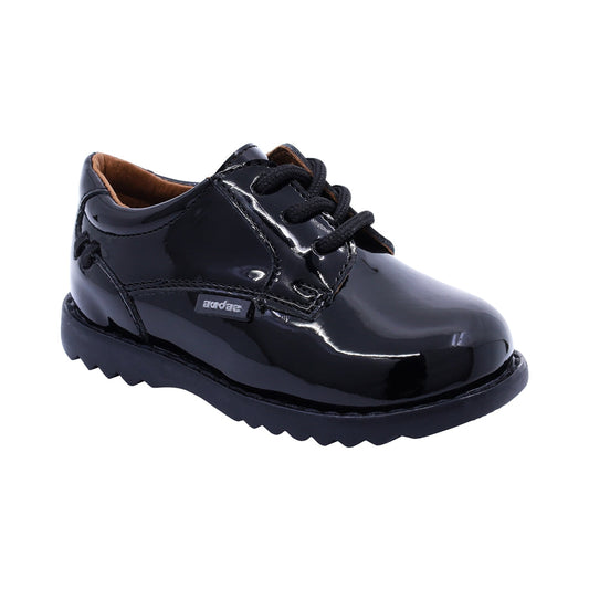 Zapato Audaz para niño en charol negro Rondy con agujetas