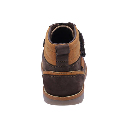 Bota Audaz para niño en piel café Rondy con doble tira de contacto