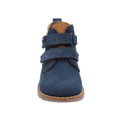 Bota Audaz para niño en piel azul Rondy con doble tira de contacto