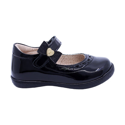 Zapato Coqueta para niña charol negro Naty con moño decorativo