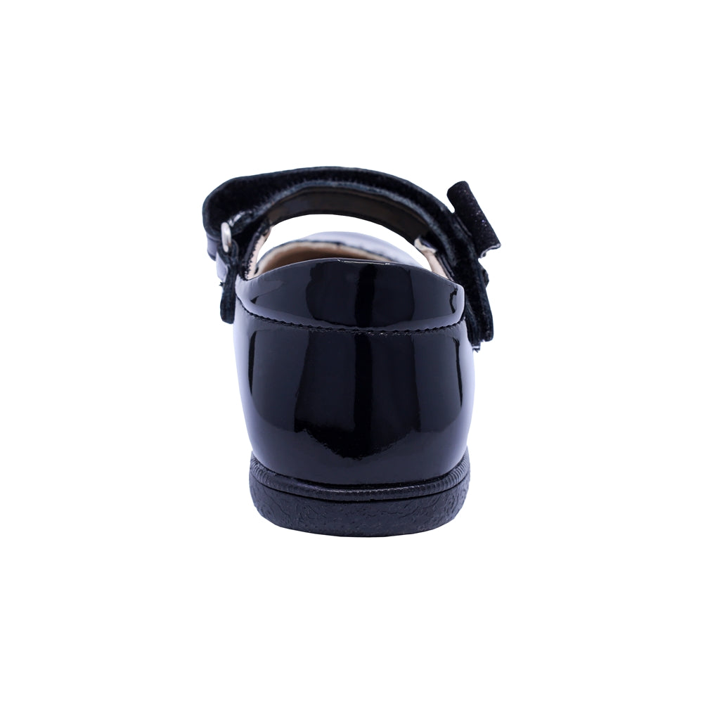 Zapato Coqueta para niña charol negro Naty con moño decorativo