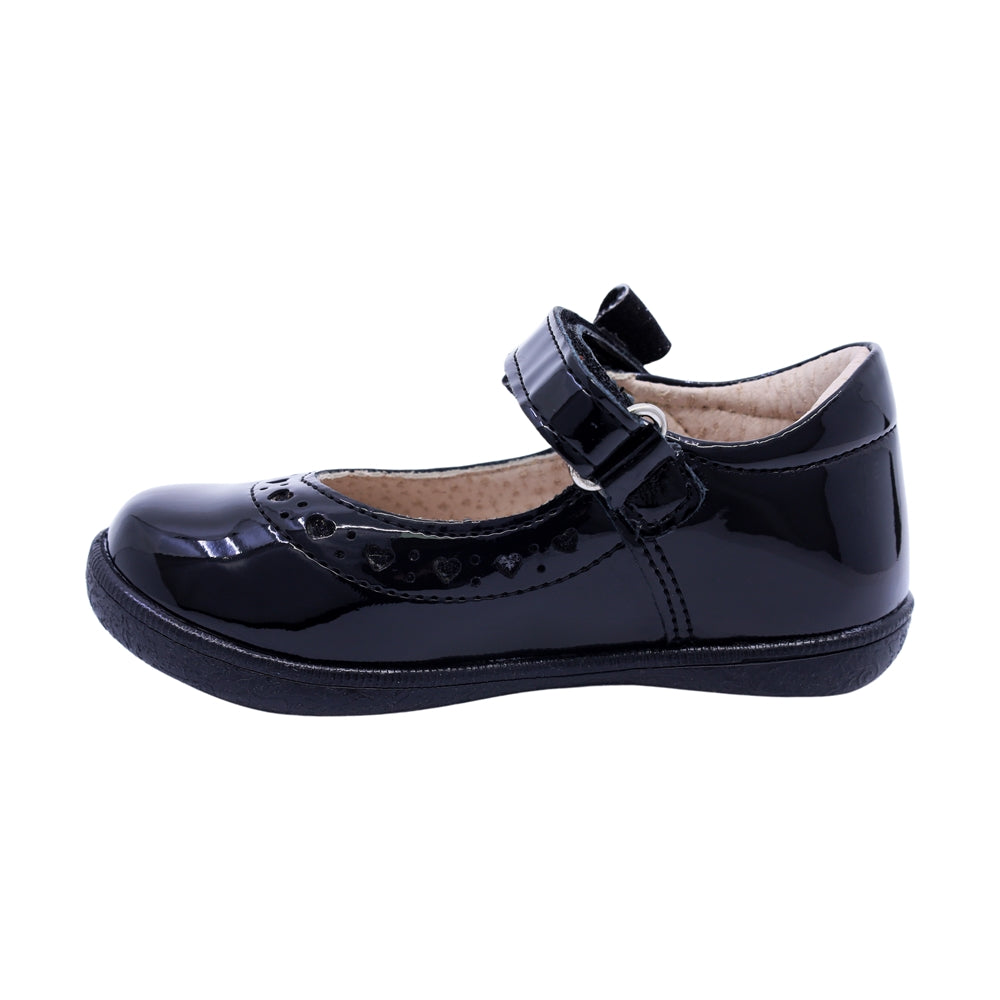 Zapato Coqueta para niña charol negro Naty con moño decorativo
