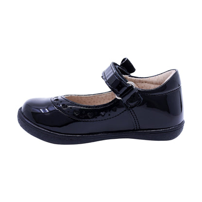 Zapato Coqueta para niña charol negro Naty con moño decorativo