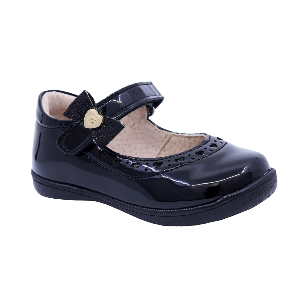 Zapato Coqueta para niña charol negro Naty con moño decorativo