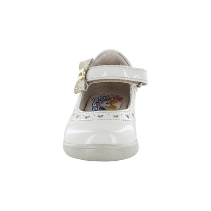 Zapato Coqueta para niña en charol beige Naty con moño decorativo