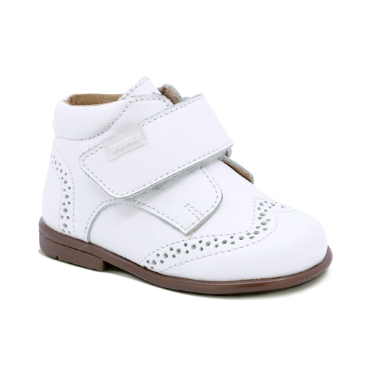BOTITA AUDAZ PARA NIÑO DE PIEL COLOR BLANCO TOMY CON TIRA DE CONTACTO