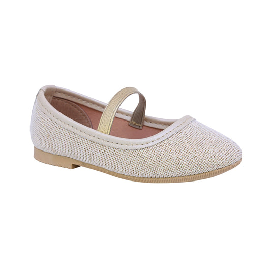 BALERINA COQUETA PARA NIÑA COLOR BEIGE DE SINTÉTICO FLORINDA CON AGUJETA ELÁSTICA