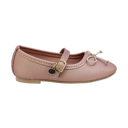 BALERINA COQUETA PARA NIÑA COLOR ORO ROSADO DE SINTÉTICO CLEOTILDE CON HEBILLA