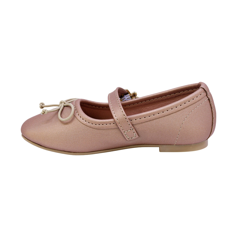 BALERINA COQUETA PARA NIÑA COLOR ORO ROSADO DE SINTÉTICO CLEOTILDE CON HEBILLA