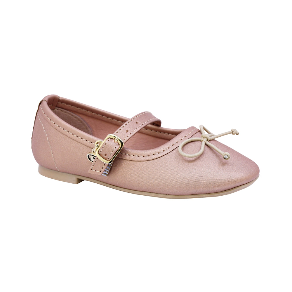 BALERINA COQUETA PARA NIÑA COLOR ORO ROSADO DE SINTÉTICO CLEOTILDE CON HEBILLA