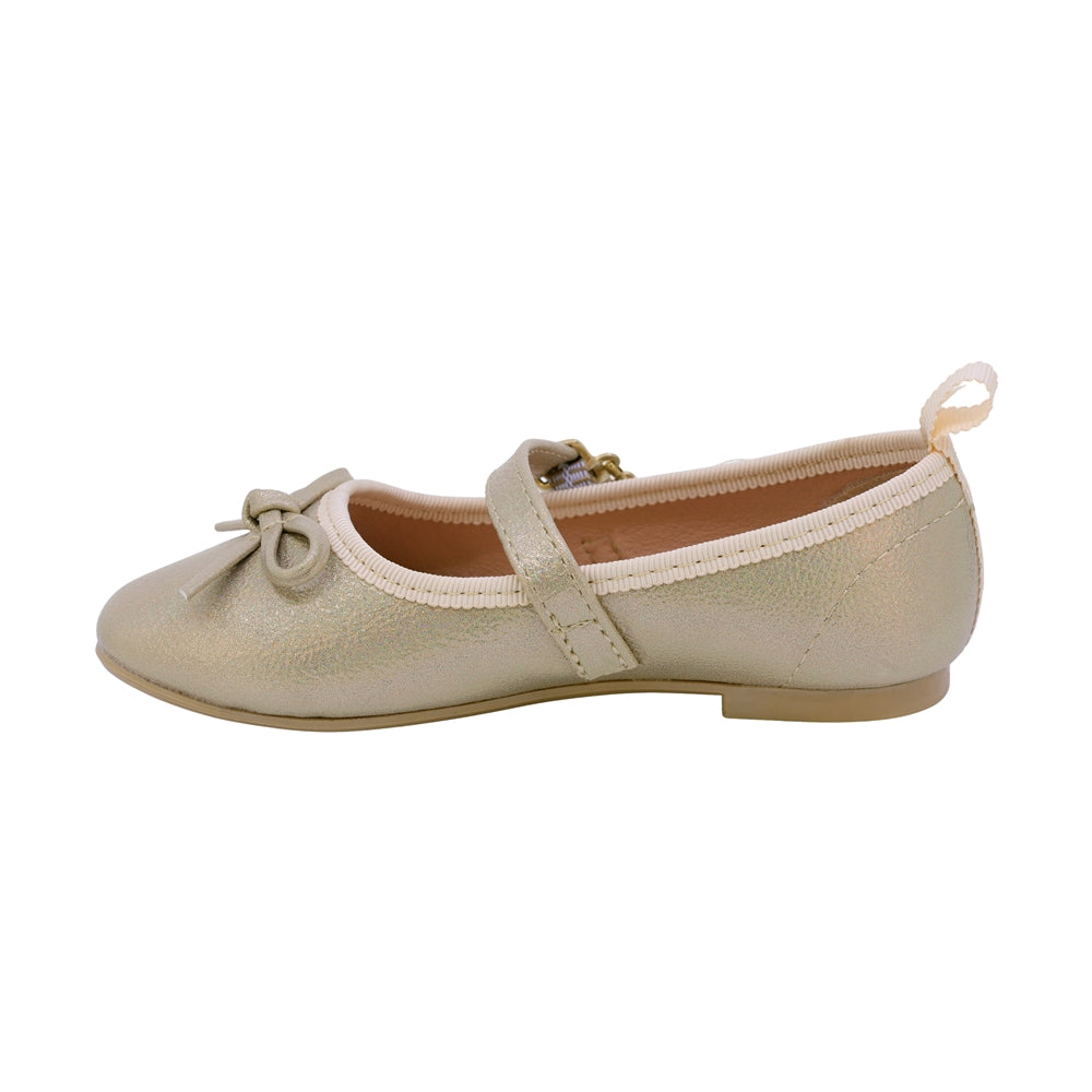 BALERINA COQUETA PARA NIÑA COLOR ORO DE SINTÉTICO CLEOTILDE CON HEBILLA