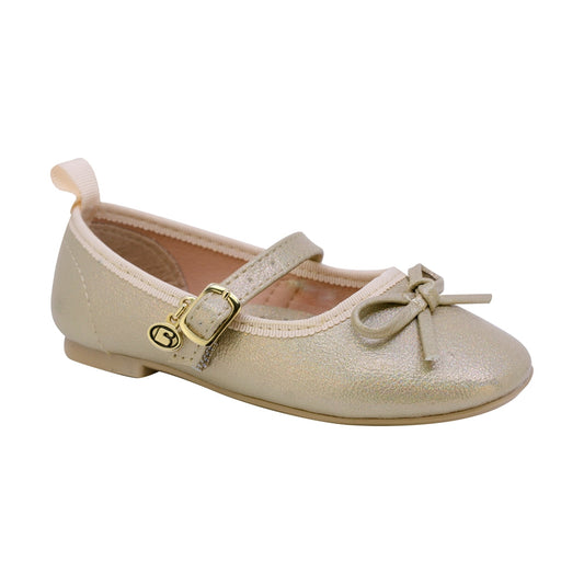 BALERINA COQUETA PARA NIÑA COLOR ORO DE SINTÉTICO CLEOTILDE CON HEBILLA