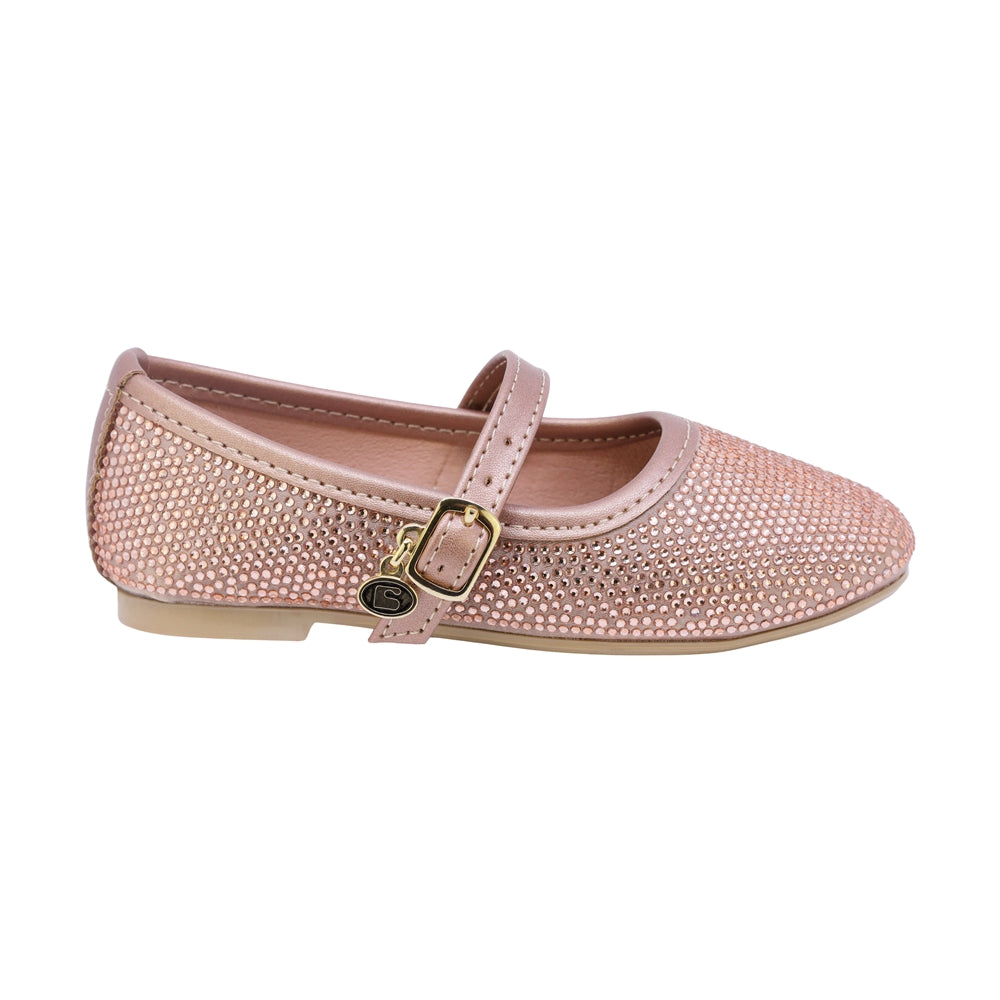 BALERINA COQUETA PARA NIÑA COLOR ORO ROSADO DE SINTÉTICO CLEOTILDE CON HEBILLA