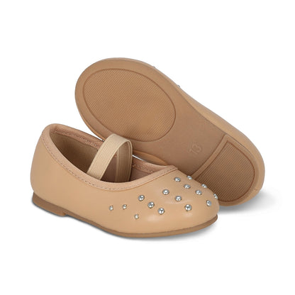 Balerina Coqueta para niña en sintético beige Lassie con detalles metálicos