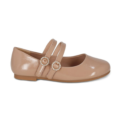 Balerina Coqueta para niña en sintético beige Praga con hebilla doble