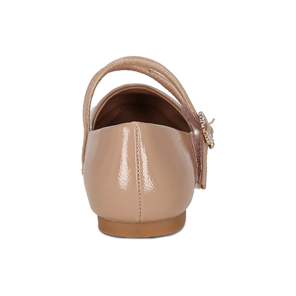 Balerina Coqueta para niña en sintético beige Praga con hebilla doble