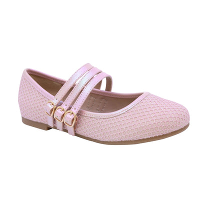 BALERINA COQUETA PARA NIÑA EN SINTÉTICO COLOR ROSA YUUKI CON TRIPLE HEBILLA