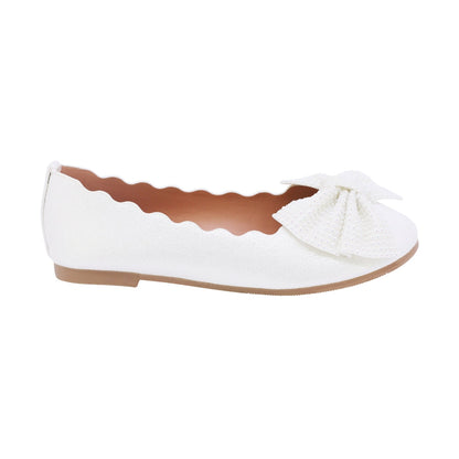 BALERINA COQUETA PARA NIÑA COLOR PERLA DE SINTÉTICO SLIP ON