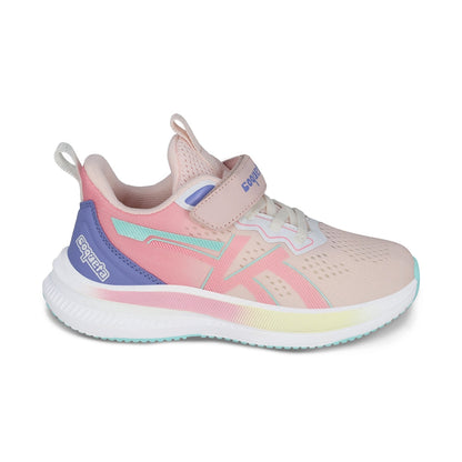 Tenis Coqueta para niña en textil rosa Rocco con tira de contacto.