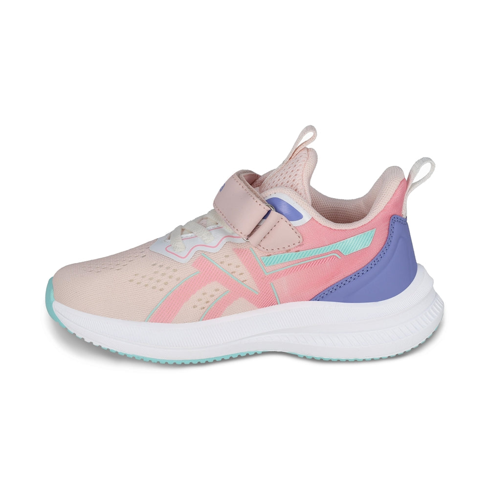 Tenis Coqueta para niña en textil rosa Rocco con tira de contacto.
