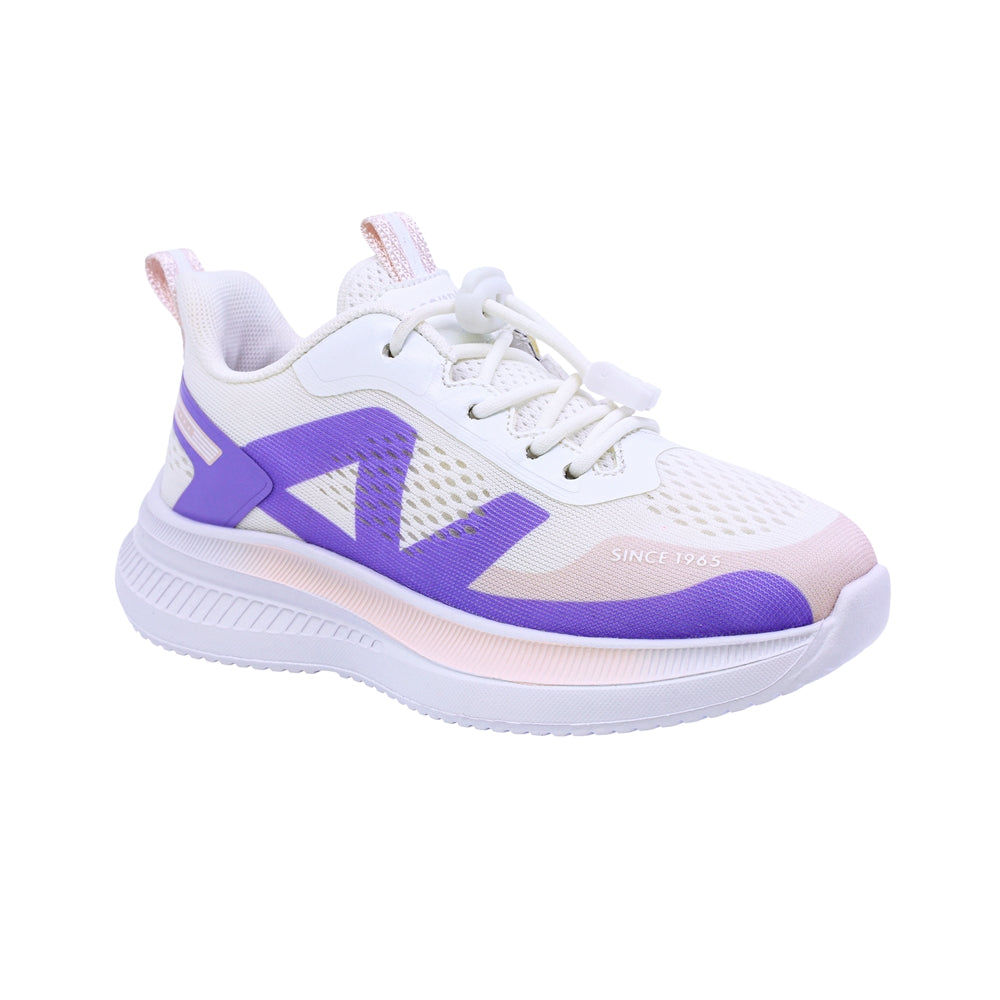 TENIS COQUETA PARA NIÑA SINTÉTICO COLOR BLANCO LILA ROCCO CON AGUJETA