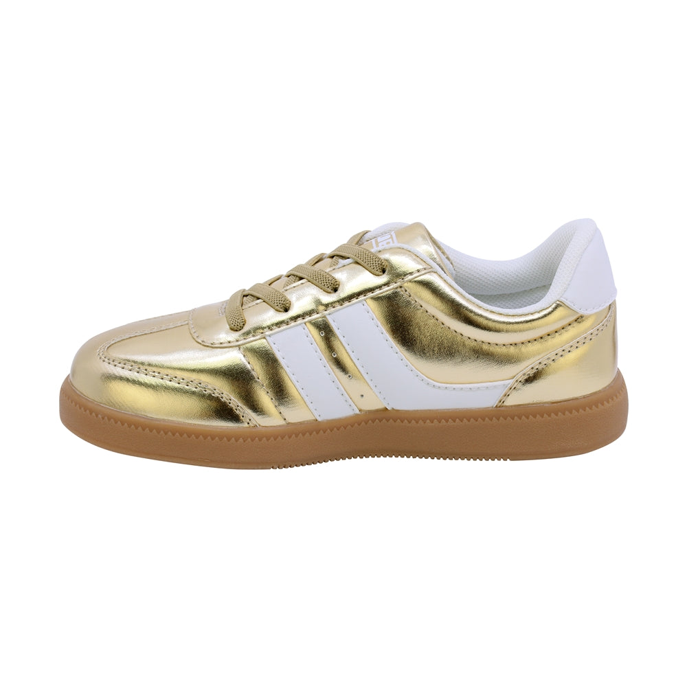 TENIS COQUETA PARA NIÑA DE SINTÉTICO COLOR ORO TIMON CON AGUJETA