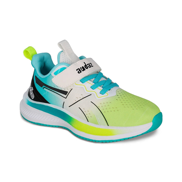 Tenis Audaz para niño en textil verde Rocco con tira de contacto.
