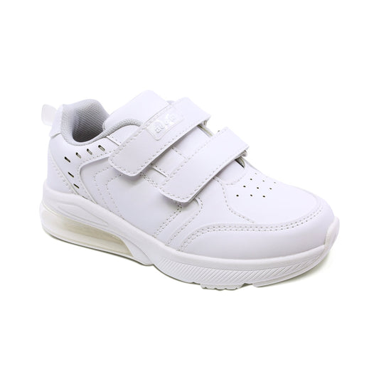 Tenis escolar Audaz para niño sintético blanco Maserati con doble tira de contacto
