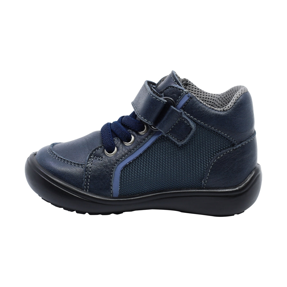 Bota Audaz para niño de piel azul Castor con tira de contacto