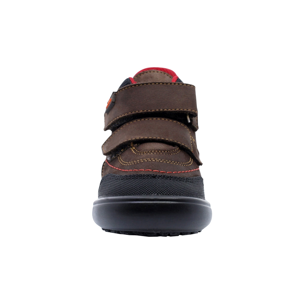 Bota Audaz para niño en piel café Castor con doble tira de contacto