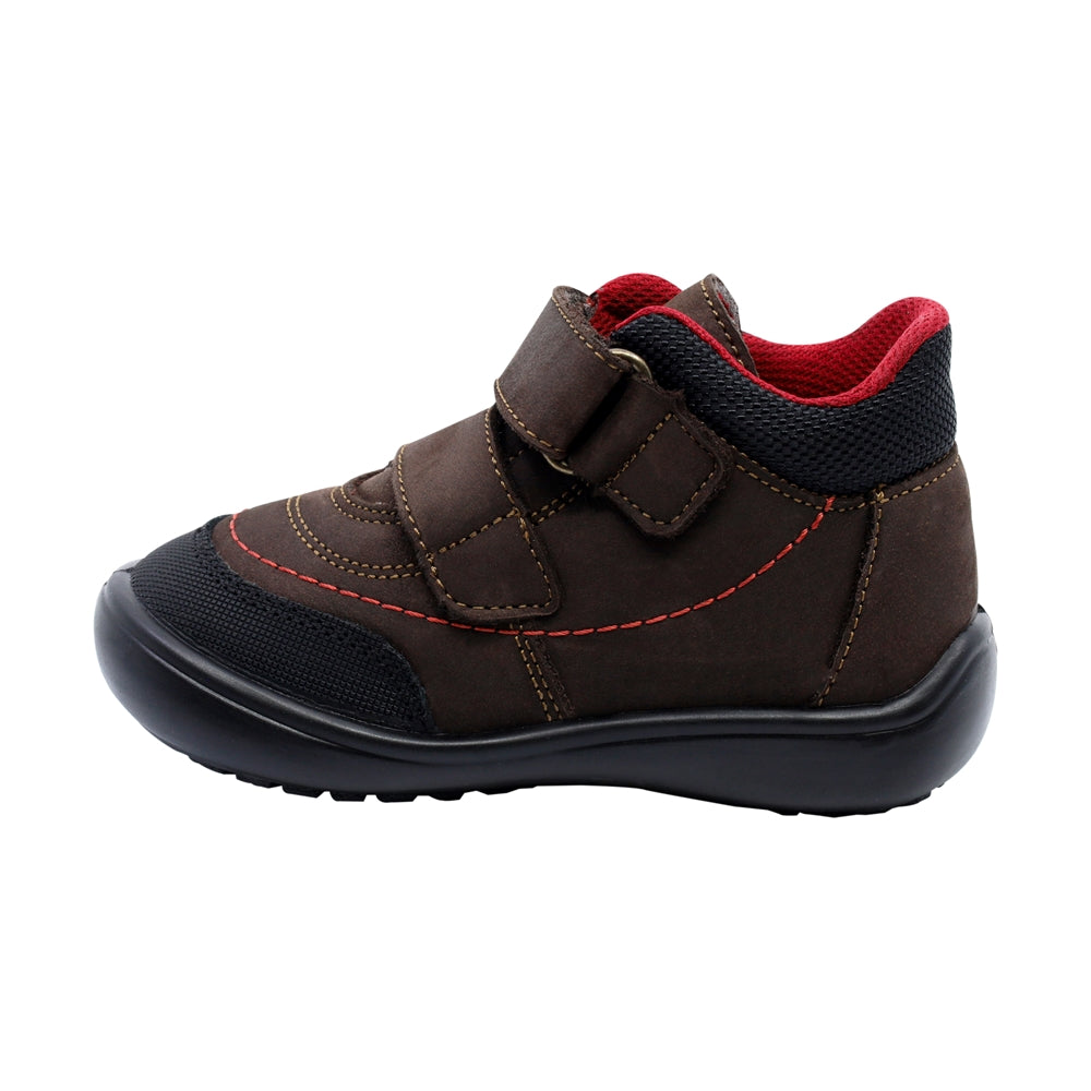 Bota Audaz para niño en piel café Castor con doble tira de contacto