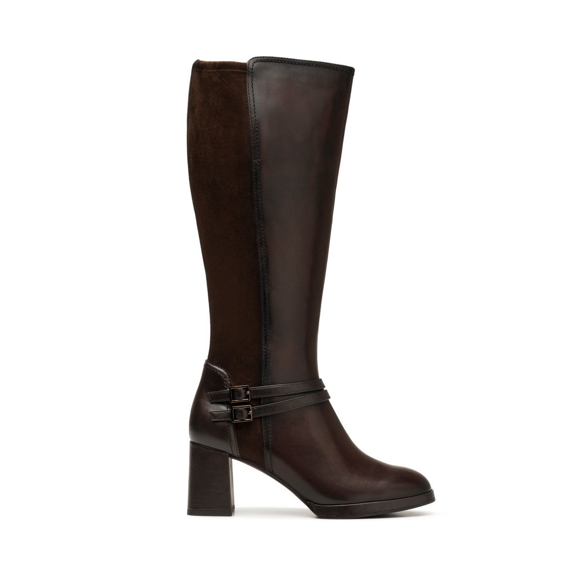 Bota Alta De Piel Quirelli para Mujer Estilo 307102 Moka