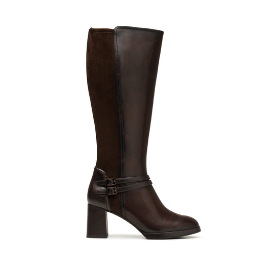 Bota Alta De Piel Quirelli para Mujer Estilo 307102 Moka
