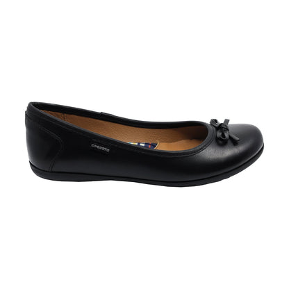 Zapato Escolar Coqueta para niña en piel negro Elisa con moño decorativo