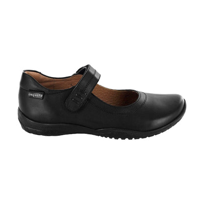 Zapato Escolar Coqueta para niña en piel negro Georgina con tira de contacto