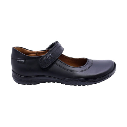 Zapato Escolar Coqueta para niña en piel negro Georgina con tira de contacto