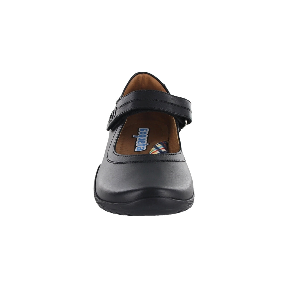 Zapato Escolar Coqueta para niña en piel negro Georgina con tira de contacto
