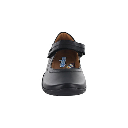Zapato Escolar Coqueta para niña en piel negro Georgina con tira de contacto