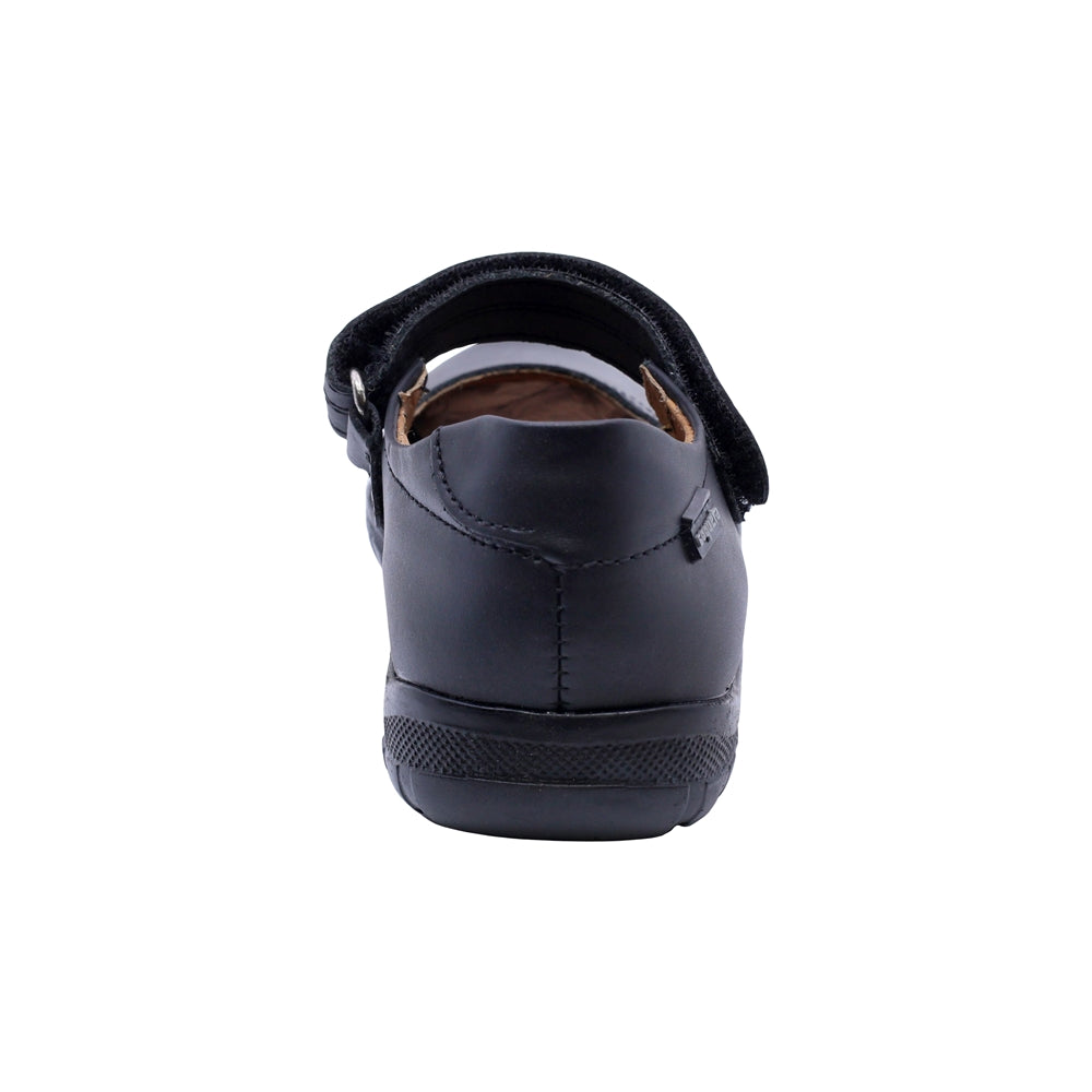 Zapato Escolar Coqueta para niña en piel negro Georgina con tira de contacto