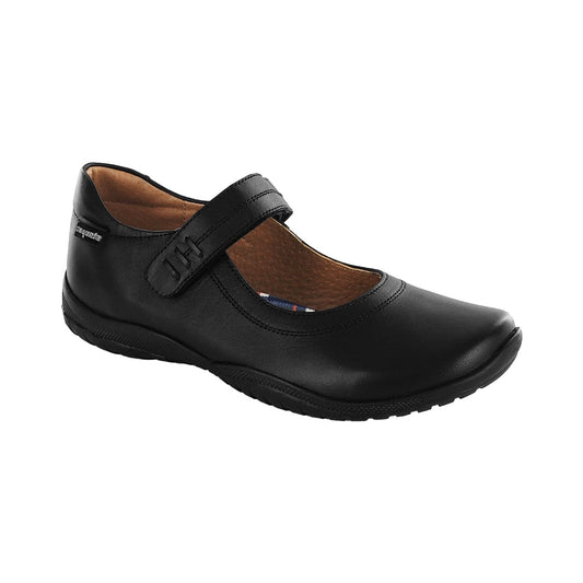 Zapato Escolar Coqueta para niña en piel negro Georgina con tira de contacto