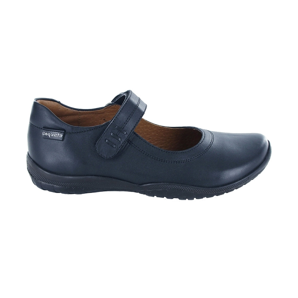 Zapato Escolar Coqueta para niña en piel azul Georgina con tira de contacto