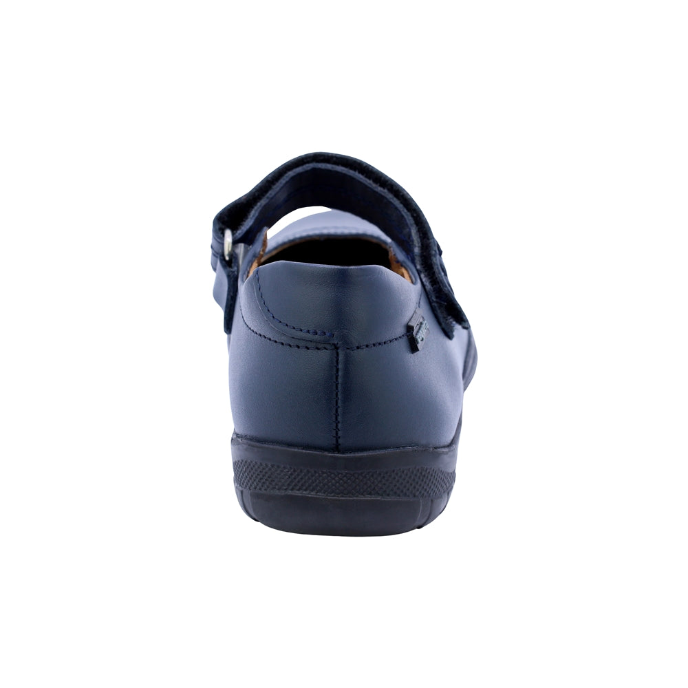 Zapato Escolar Coqueta para niña en piel azul Georgina con tira de contacto