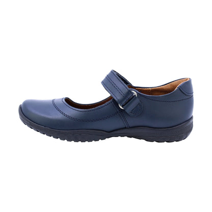 Zapato Escolar Coqueta para niña en piel azul Georgina con tira de contacto