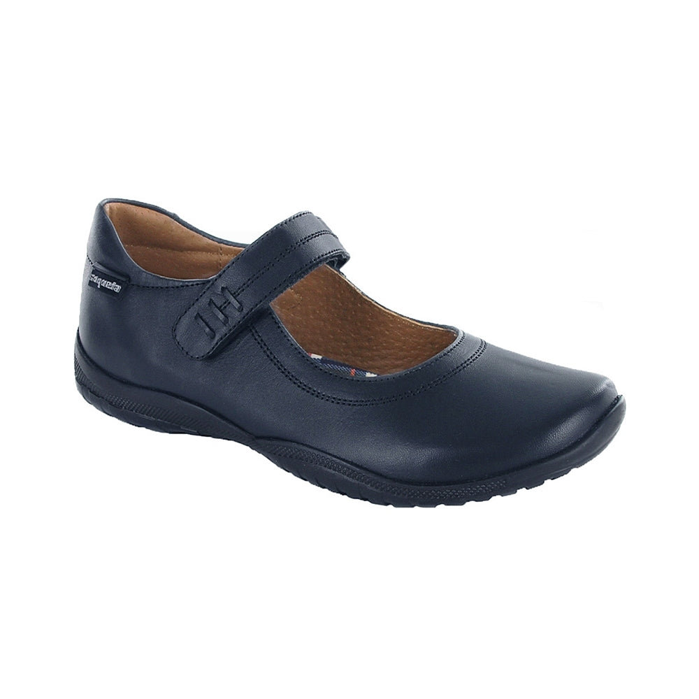 Zapato Escolar Coqueta para niña en piel azul Georgina con tira de contacto