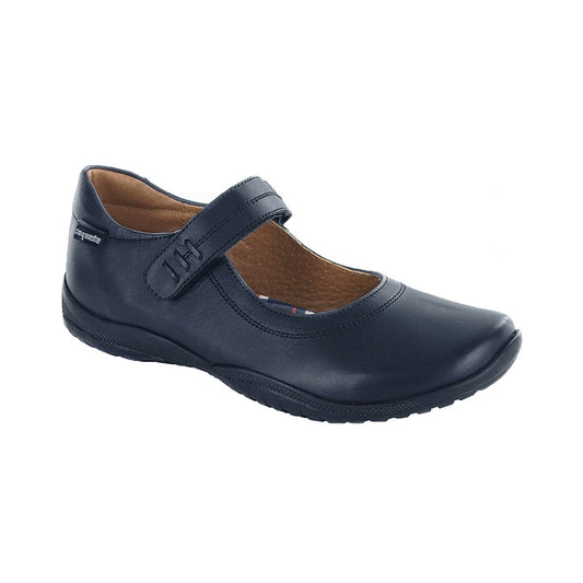 Zapato Escolar Coqueta para niña en piel azul Georgina con tira de contacto